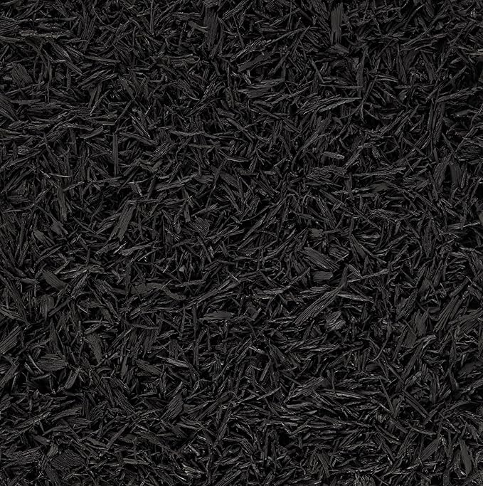 Rubberific Premium Shredded Rubber Mulch for Gardens, Lawns, and Landscaping | Long Lasting Color | Looks Like Natural Wood Mulch (75 CU. FT. - 1,350 LBS, Black)