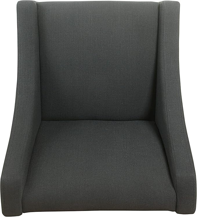Homepop Home Decor | Upholstered Classic Swoop Arm Accent Chair | Accent Chairs for Living Room & Bedroom | Decorative Home Furniture, Dark Charcoal