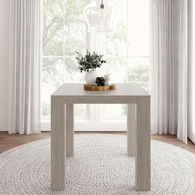 Plank+Beam Modern Counter Height Table, 41", Dinner Preparation Tables for Small Space, Solid Wood Square Kitchen Table, Seashell Wirebrush