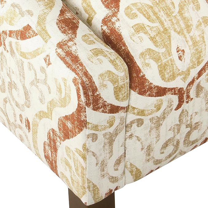 Homepop Home Decor | Upholstered Classic Swoop Arm Accent Chair | Accent Chairs for Living Room & Bedroom | Decorative Home Furniture,Orange and Cream Medallion