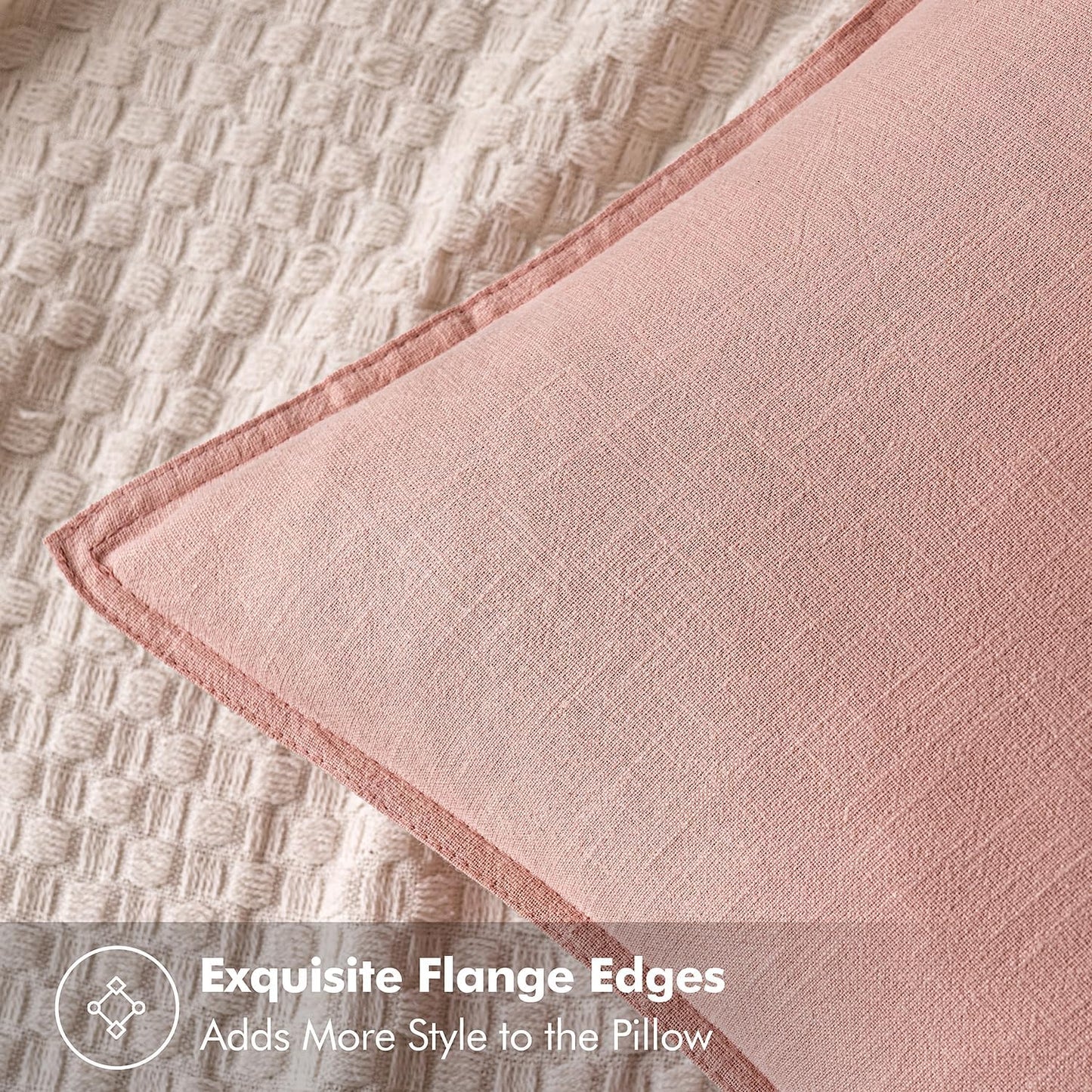 MIULEE Decorative Linen Pillow Covers 20x20 Inch Pink Boho Farmhouse Neutral Couch Throw Pillows for Bed Pack of 2 Accent Modern Pillowcase Sofa Livingroom Home Decor