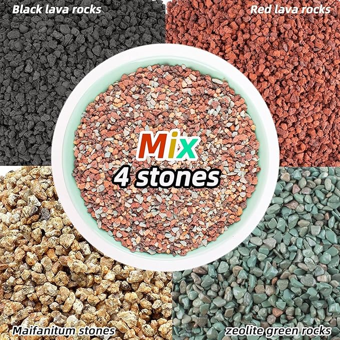 45lb Mix Lava Rocks for Plants in Door -Gravel Pebbles for Bonsai Succulent Cactus Potting Soil and Vase Fillers, Fairy Gardening,Top Dressing