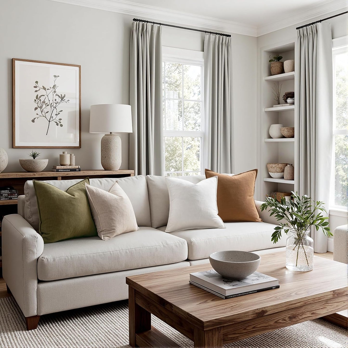 MIULEE Brown Linen Pillow Covers Pack of 4 Decorative Natural Solid Throw Pillow Covers Soft Accent Boho Farmhouse Couch Pillowcases Modern Home Decors for Living Room Bed Sofa 18x18 Inch