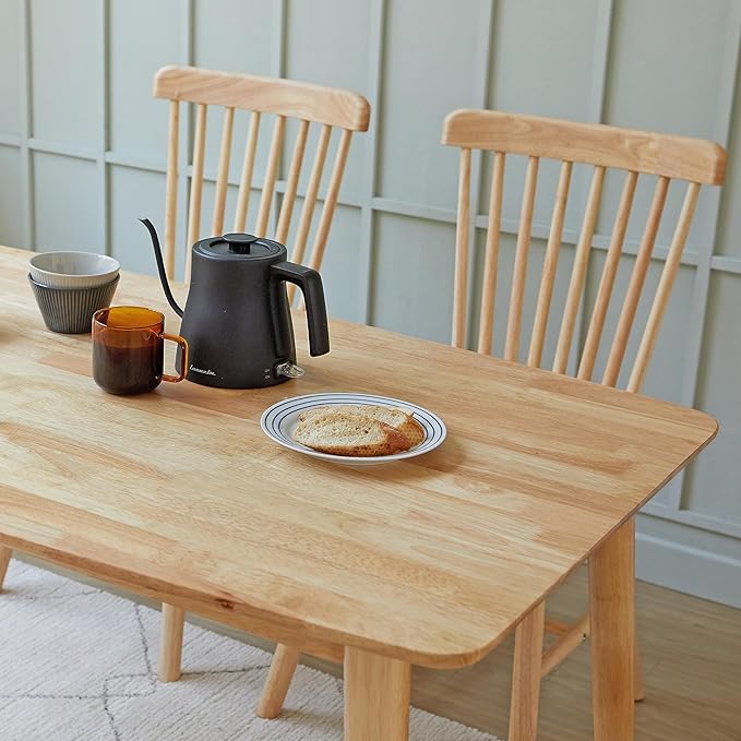 Livinia Aslan 70.9" Malaysian Oak Rectangular Wooden Dining Table/Large Solid Wood Kitchen Desk (Natural Oak)