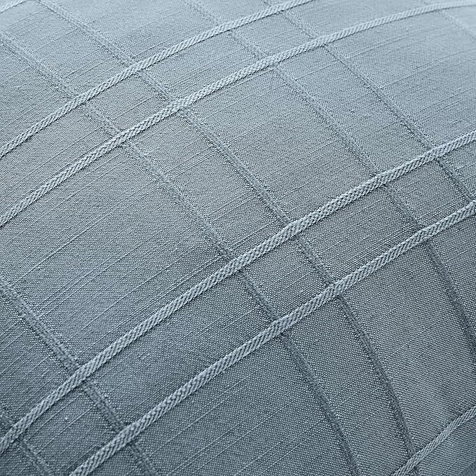 MIULEE Decorative Linen Check Euro Shams Throw Pillow Covers Neutral Farmhouse Vintage Pillow Covers 24x24 Set of 2 Boho Modern Home Decor for Sofa Couch Bedroom Cushion Blue Grey