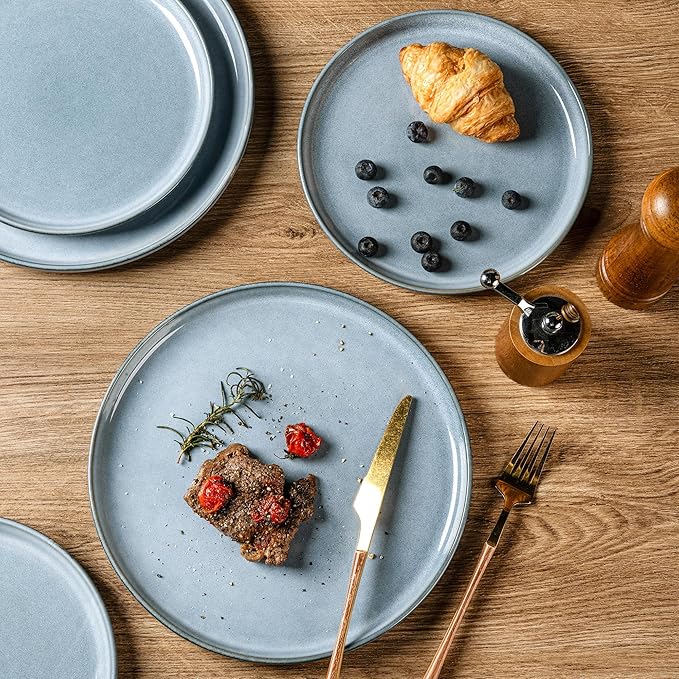 AmorArc Stoneware Dinnerware Sets for 6,Round Reactive Glaze Ceramic Plates and Bowls Set,Highly Scratch Resistant | Dishwasher & Microwave Safe Dishes Set,Service for 6 (18pc)