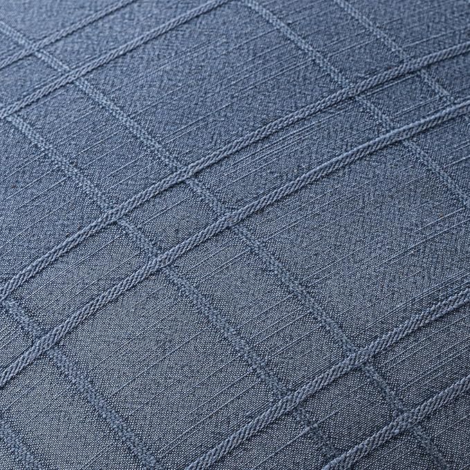 MIULEE Decorative Linen Check Throw Pillow Covers Neutral Farmhouse Vintage Pillow Covers 20x20 Set of 2 Boho Modern Home Decor for Sofa Couch Bedroom Cushion Blue