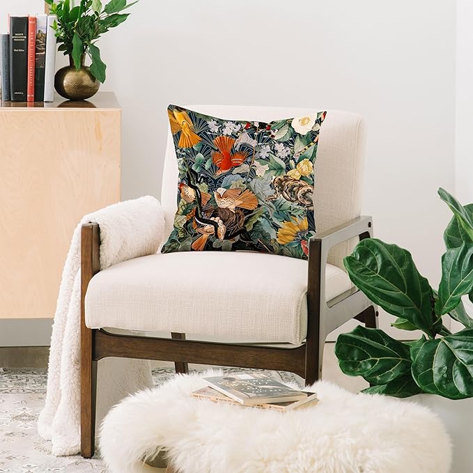 Society6 Birds and Snakes Throw Pillow Insert-Home Decor by Burcu Korkmazyurek, 20" x 20"