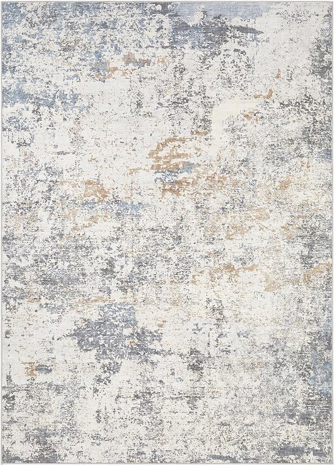 Area Rugs for Living Room: 6x9 Large Soft Washable Rug Modern Abstract Non-Slip Backing Stain Resistant Carpet for Bedroom Dining Room or Home Office Home Decor - Blue