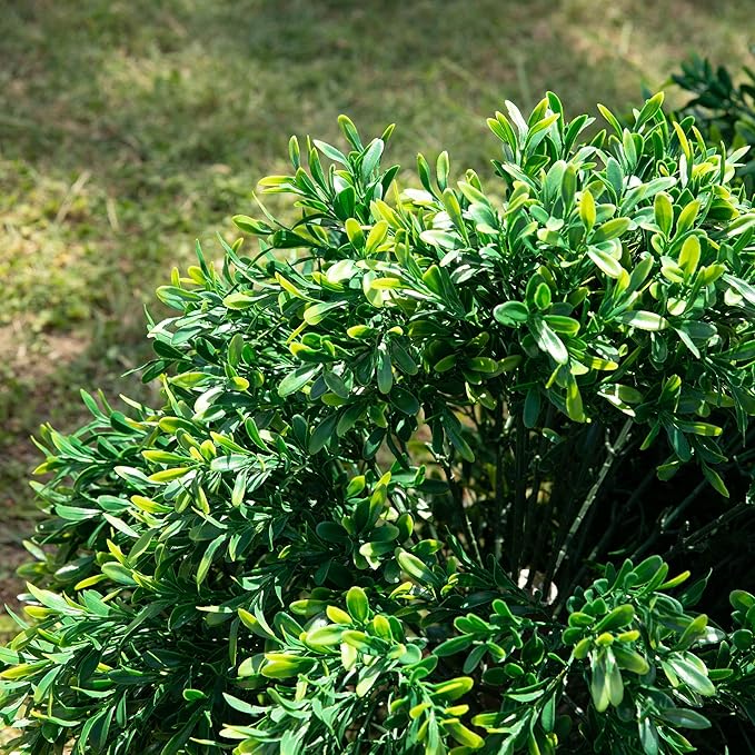 Premium 16" Diameter Artificial Japanese Boxwood Topiary – Set of 2 Faux Plants with Ground Spikes – UV-Resistant, Realistic Outdoor & Indoor Garden Décor – Weatherproof and Durable