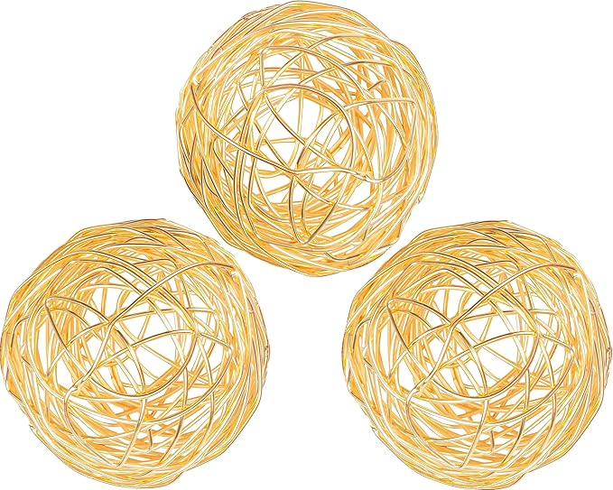 Alpha Living Home Metal Decorative Bowl Set of 3 - Stunning Exquisite Geometric Decorative Ball - Centerpiece Spheres for Elegant Dining, Home, Office, and Special Event Decor Accents (Gold)