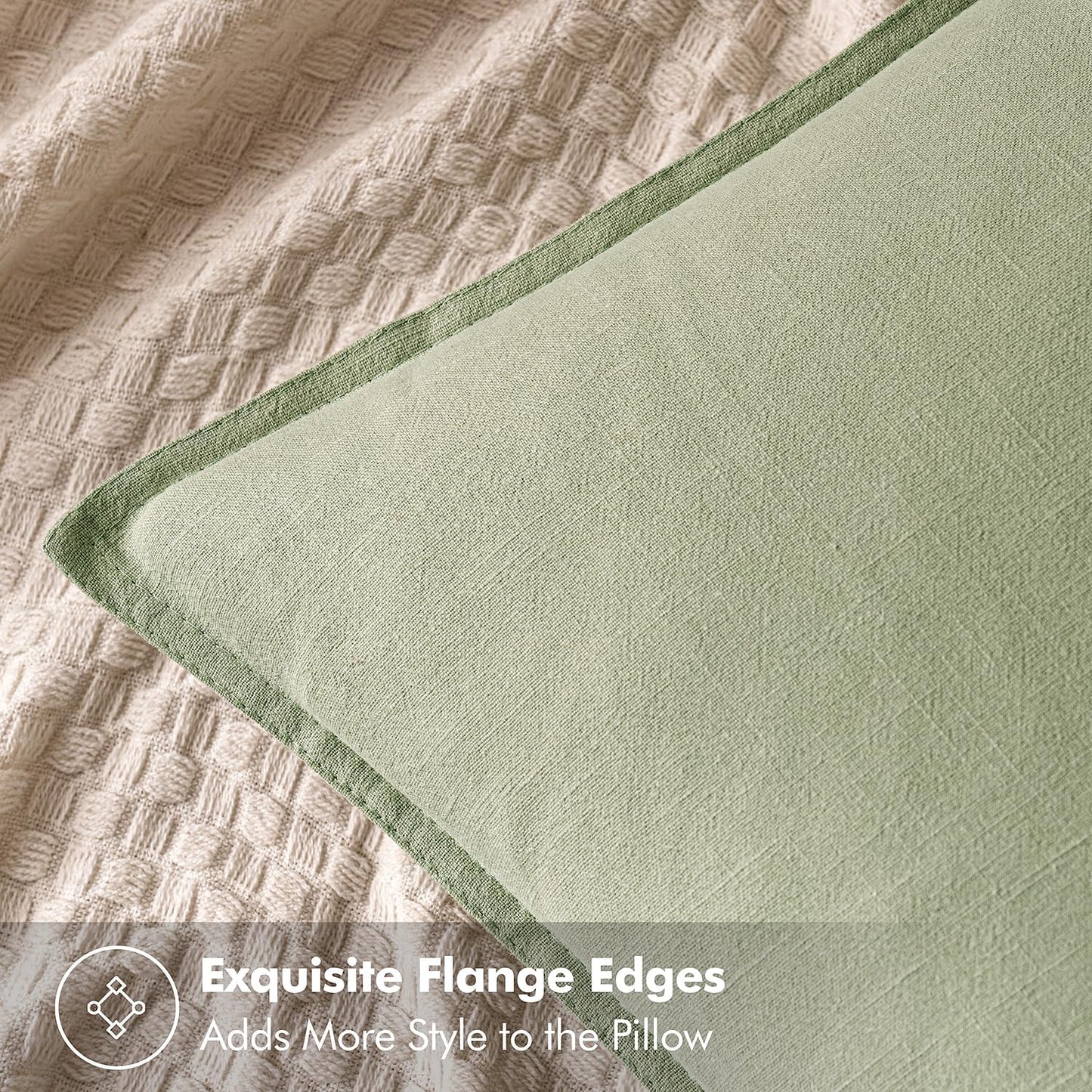 MIULEE Decorative Linen Euro Sham Pillow Covers 22x22 Inch Light Green Boho Farmhouse Neutral Couch Throw Pillows for Bed Pack of 2 Accent Modern Pillowcase Summer Sofa Livingroom Home Decor