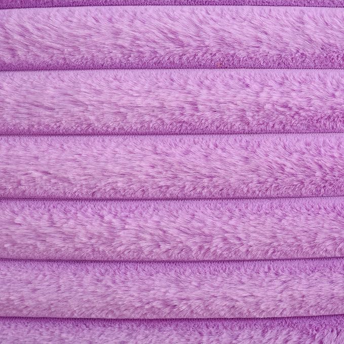 FUTEI Purple Striped Decorative Throw Pillow Covers 22x22 Inch Set of 2,Square Fall Decorations Couch Pillow Case,Soft Cozy Faux Rabbit Fur & Velvet Back,Modern Home Decor for Bed