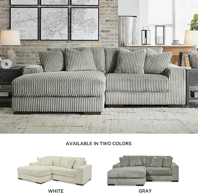 Signature Design by Ashley Lindyn Contemporary L-Shaped 2-Piece Sectional with Chaise for Living Room, Gray