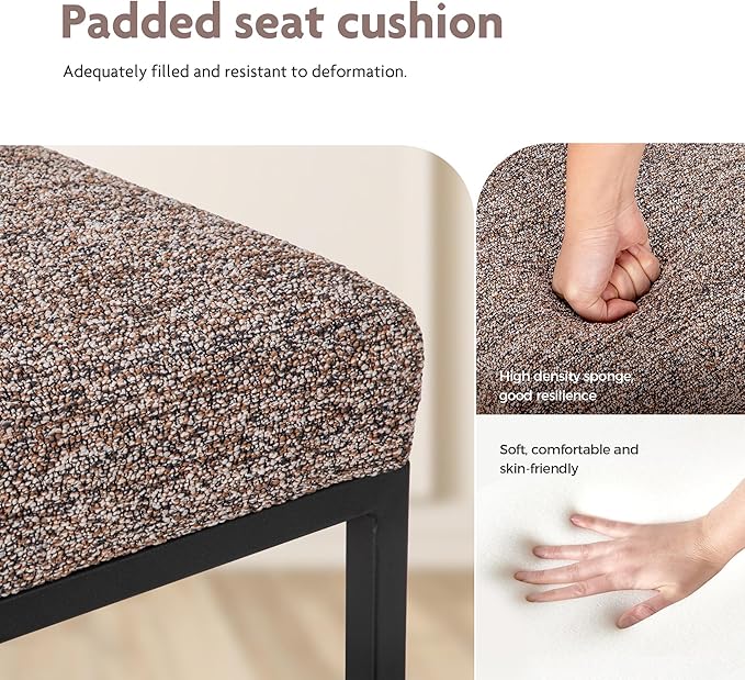 ALPHA HOME 24" Bar Stools Set of 4 Kitchen Counter Stools with Back, Counter Height Stools with Upholstered Footrest for Kitchen Island, Metal Steel Frame, Chenille, Brown