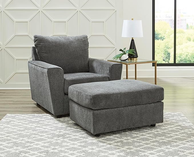 Signature Design by Ashley Stairatt Contemporary Square Upholstered Chair, Gray