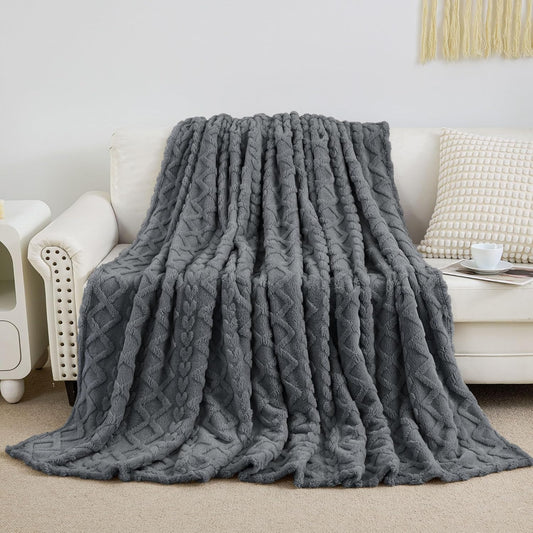 Aganear Sherpa Fleece Twin Blanket - 3D Stylish Design, Luxury Portable Lightweight Blanket Super Soft, Fluffy, Warm, Cozy, Fuzzy for Couch Living Room Bed Outdoors Office Travel(60"×80", Gray)