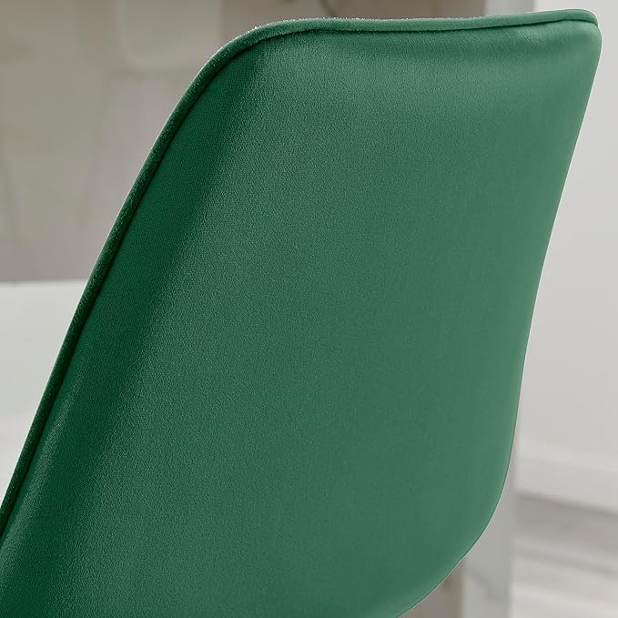 Bar Stool Chair - Pesaro Green Velvet Upholstered Dining Chair Black Metal Legs - Modern Style Diamond Quilted Stitching to Back - Contemporary Dining Kitchen Furniture