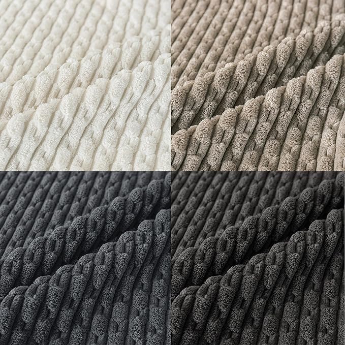 Set of 4 Grey White Taupe Decorative Throw Pillow Covers 20x20 Inch Corduroy Pillow Covers for Bed Couch Sofa Living Room Soft Square Cushion Cases