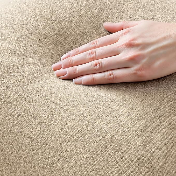 MIULEE Decorative Throw Pillow Covers Neutral Linen Fringe Throw Pillows Set of 2 Beige Boho Farmhouse Cushion Covers with Tassels for Couch Sofa Bed Living Room Spring Home Decor 18x18 Inch