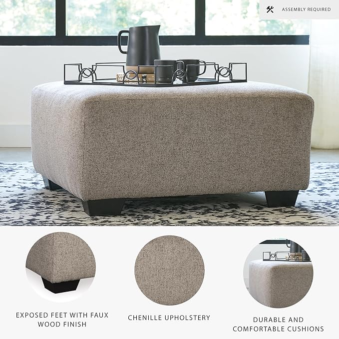 Signature Design by Ashley Ballinasloe Traditiona Square Oversized Ottoman, Beige