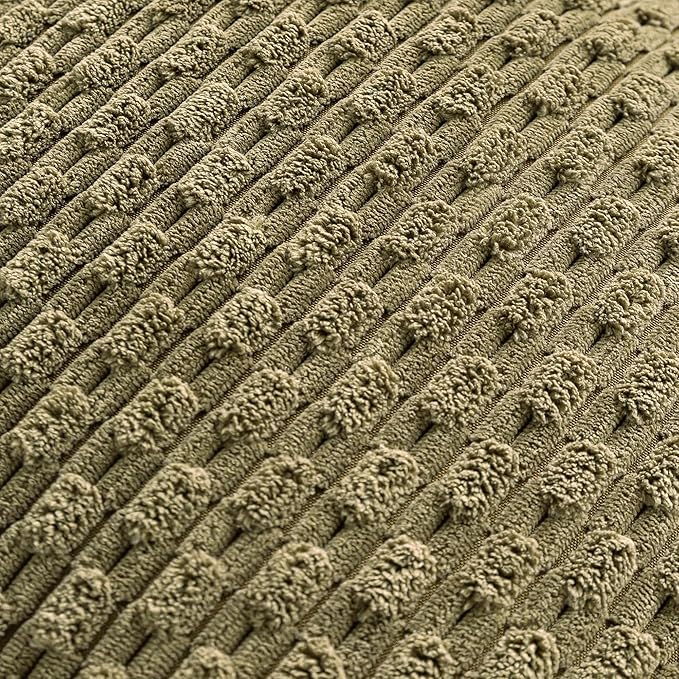 Set of 4 Olive Green Decorative Throw Pillow Covers 12x20 Inch Corduroy Pillow Covers for Bed Couch Sofa Living Room Soft Cushion Cases