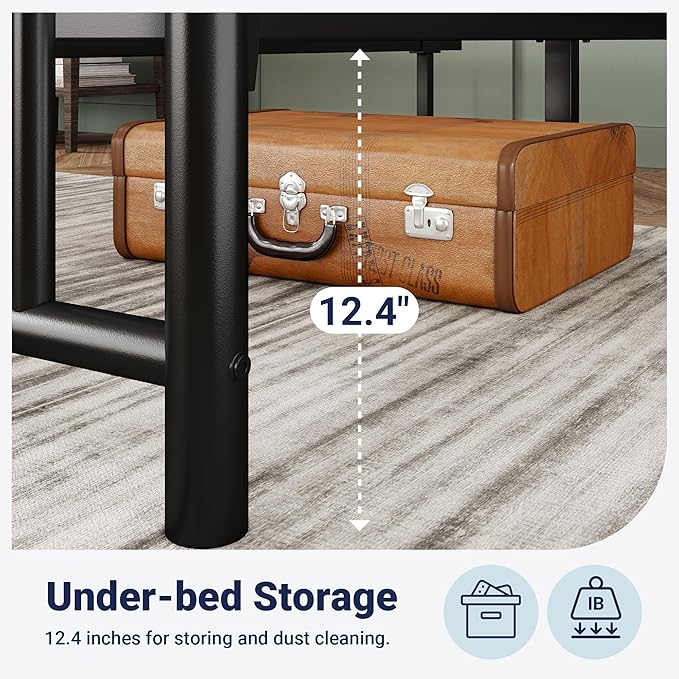 Allewie 14 Inch King Size Metal Platform Bed Frame with Victorian Vintage Headboard and Footboard/Mattress Foundation/Under Bed Storage/No Box Spring Needed/Easy Assembly/Noise Free/Black