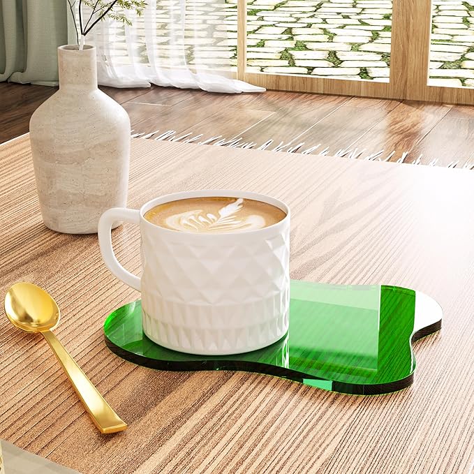 Acrylic Coaster Decorative Plates, Dark Green Bar Drink Coaster, Clear Cloud Shape Coffee Cup Coaster, Perfect for Tabletop Protection and Accessories Display.(Dark Green