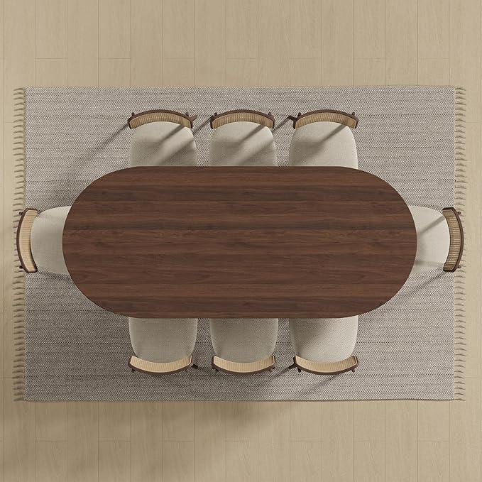 Casaphoria 79" Dining Table for 6, Wood Kitchen Table with Scratch-Resistant Top & V-Shaped Base, Modern Farmhouse Oval Dining Table for Living Room, Kitchen, Easy Assembly, Walnut