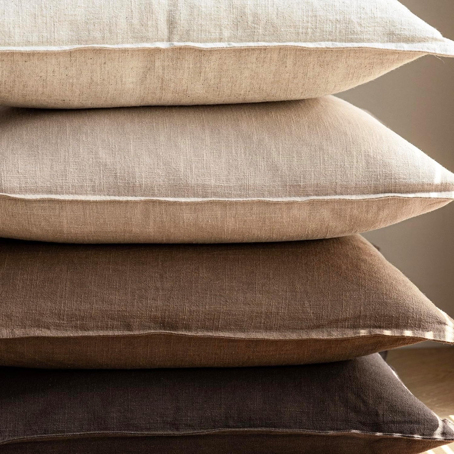 Foindtower Pack of 2, Decorative Linen Soild Throw Pillow Covers Accent Lumbar Cushion Case Boho Farmhouse Pillowcase for Chair Couch Sofa Bedroom Living Room Home Decor 12 x 20 Inch Tan Beige