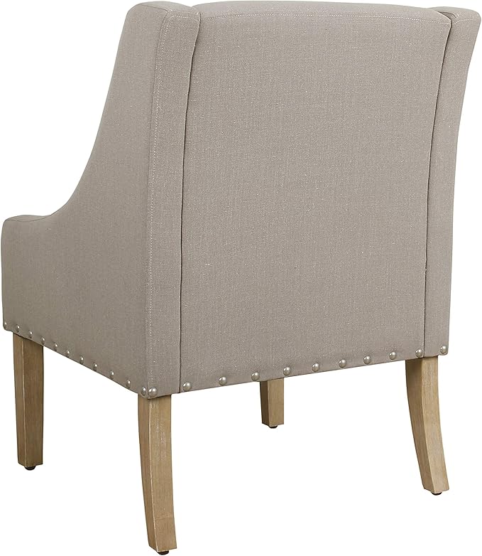 Homepop Home Decor | Upholstered Classic Swoop Arm Accent Chair | Accent Chairs for Living Room & Bedroom | Decorative Home Furniture, Sand Dune