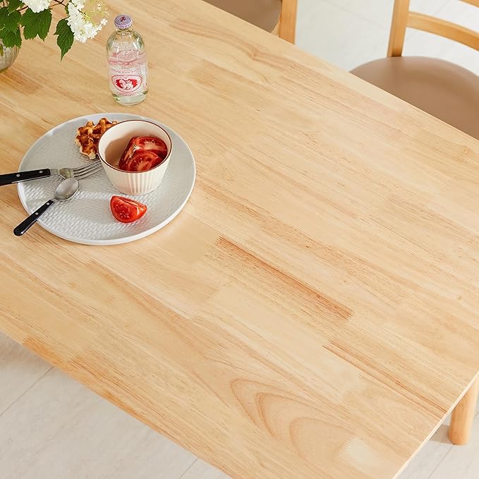 Livinia Aslan 70.9" Malaysian Oak Rectangular Wooden Dining Table/Large Solid Wood Kitchen Desk (Natural Oak)