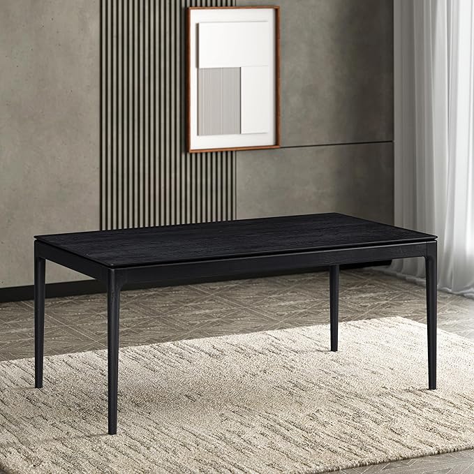 NTC Mingle 71 Inch Modern Design, Rectangular Dinner Table for Dining Room, Living Room Furniture, Effortless Assembly, Burnt Black