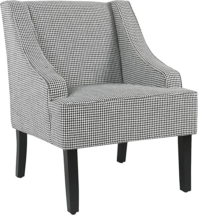 Homepop Home Decor | Upholstered Classic Swoop Arm Accent Chair | Accent Chairs for Living Room & Bedroom | Decorative Home Furniture, Black and White