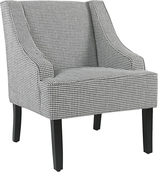 Homepop Home Decor | Upholstered Classic Swoop Arm Accent Chair | Accent Chairs for Living Room & Bedroom | Decorative Home Furniture, Black and White