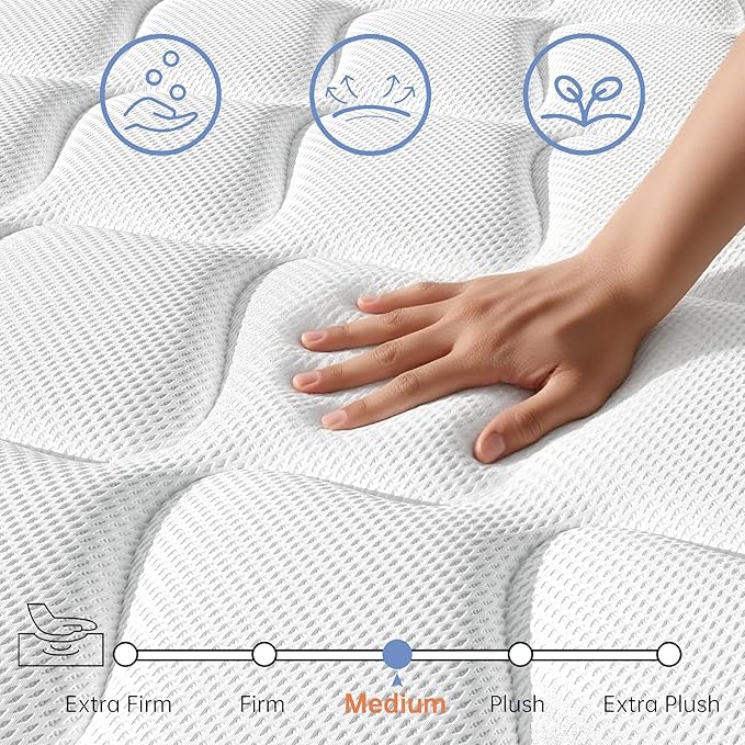 12 Inch Queen Mattress in a Box, Hybrid Memory Foam Queen Size Mattresses with Pocket Spring for Motion Isolation, Comfort Sleep & Pressure Relief, CertiPUR-US, Medium Firm 80"x60"x12"