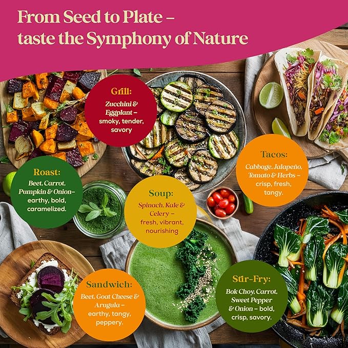 50 Gourmet Garden Vegetable Seeds Variety Pack - 34,455+ Non-GMO Heirloom Vegetables Seeds for Planting Indoor Outdoor: Broccoli, Carrot, Onion, Lettuce, Pepper - Gardening Seed Packets