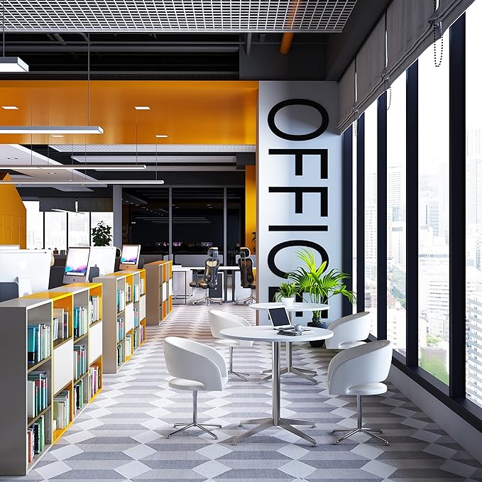 White Dining Table Round Small Office Table Conference Table Coffee Meeting Table w/Stainless Steel X-Shaped Pedestal for Office Boardroom Kitchen Living Room 31.5 inch