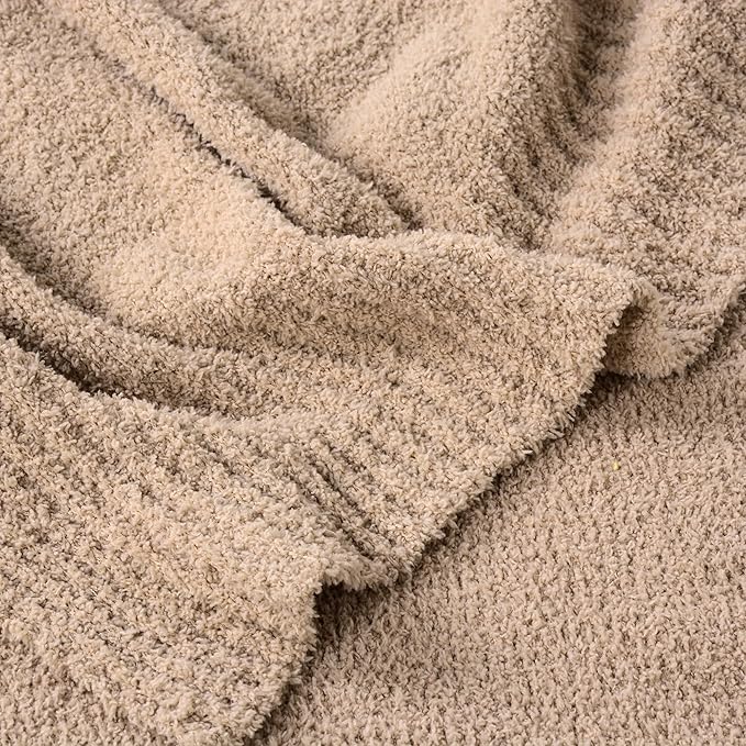 JOOJA Dusty Rose Fuzzy Knitted Blanket, Soft Plush Queen Size for Bed, Cozy Lightweight Blanket for All Seasons, Dusty Rose, 90x90