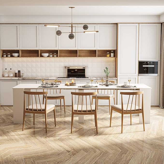 Extendable Console Dining Table for 6-10, 20"-99" Modern Extendable Dining Room Table with Storage for Small Spaces, Easy Assembly