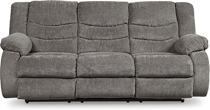 Signature Design by Ashley Tulen Modern Manual Pull Tab Reclining Sofa, Dark Gray