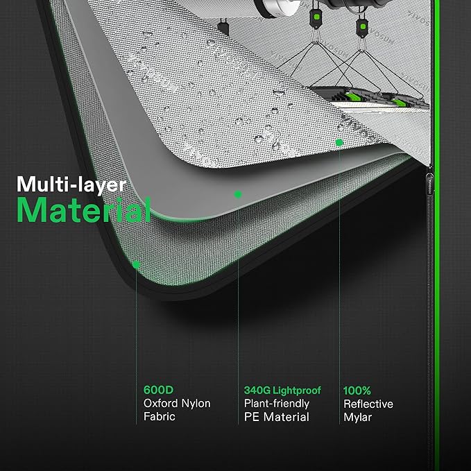 VIVOSUN R446 4x4 Grow Tent, 48"x48"x72" Roof Cube Tent with Observation Window and Floor Tray for Hydroponics Indoor Plant for VS4000/VSF4300