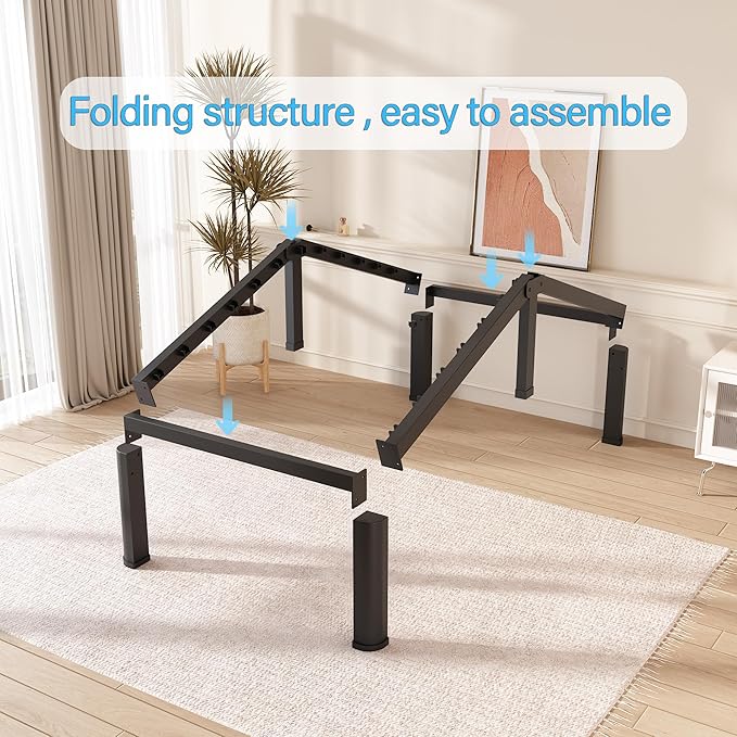FUIOBYVV 12 Inch Twin XL Bed Frame with Round Corner Edge Legs 3500 lbs Metal Heavy Duty Steel Slats Support No Box Spring Needed Platform Noise Free Easy Assembly