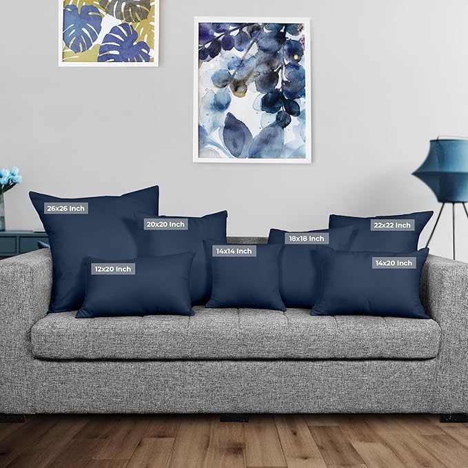 Utopia Bedding Throw Pillows Insert (Pack of 2, Navy) - 22 x 22 Inches Bed and Couch Pillows - Indoor Decorative Pillow
