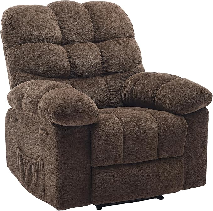 Oversized Swivel Rocker Recliner Chair for Adult, Ergonomic Nursery 150° Recliner Chair with Footrest,Extra Wide Manual Recliners,Upholstery Overstuffed Soft Rocking Sofa Chair,Brown