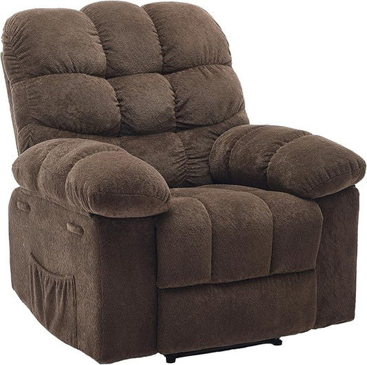 Oversized Swivel Rocker Recliner Chair for Adult, Ergonomic Nursery 150° Recliner Chair with Footrest,Extra Wide Manual Recliners,Upholstery Overstuffed Soft Rocking Sofa Chair,Brown