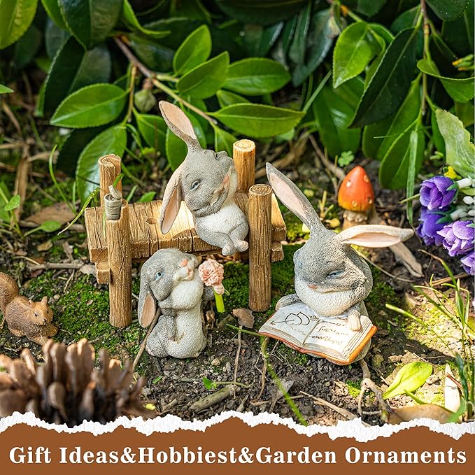 TZSSP 3 Pcs Rabbit Miniatures Garden Fairies Kit Garden Accessories-Miniature Figurines Accessories,DIY Kit,Micro Landscape Ornaments,Micro Landscape Terrarium Ornaments