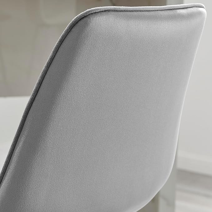 Bar Stool Chair - Pesaro Grey Velvet Upholstered Dining Chair Silver Metal Legs - Modern Style Diamond Quilted Stitching to Back - Contemporary Dining Kitchen Furniture