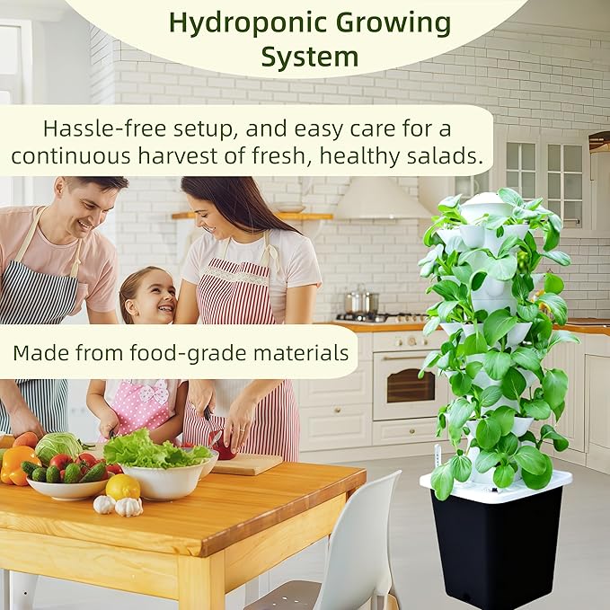Hydroponic Growing System,Hydroponic Vertical Garden,Indoor Smart hydroponic Vegetable System, 30 Pods,Plant Germination kit with Pump System, Auto Timer, Beginner kit