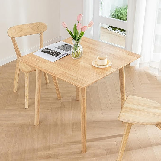 DELAVIN 29.5" Solid Wood Dining Table, Square Kitchen Desk, Modern Dining Table, Cafe Table for Living Room Dining Room, Easy Assembly, Natural